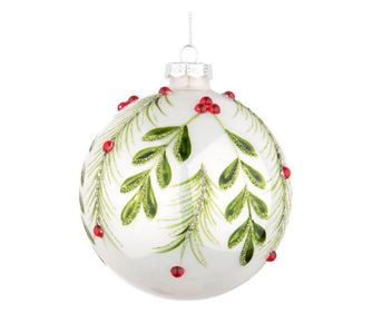 8 darabos karácsonyi bogyó dísz szett, üveg, többszínű, 10 cm átmérőjű