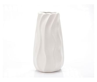 Vaza decorativa, new waves, alb, 25 cm