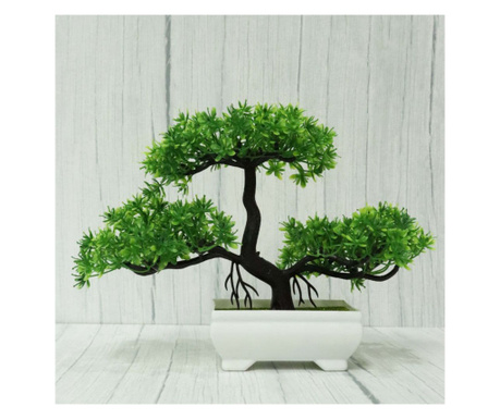 Bonsai decorativ artificial in ghiveci, Verde, 29 cm, MCT-18K211V
