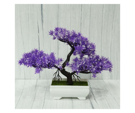 Bonsai decorativ artificial in ghiveci, Mov, 29 cm, MCT-18K211M