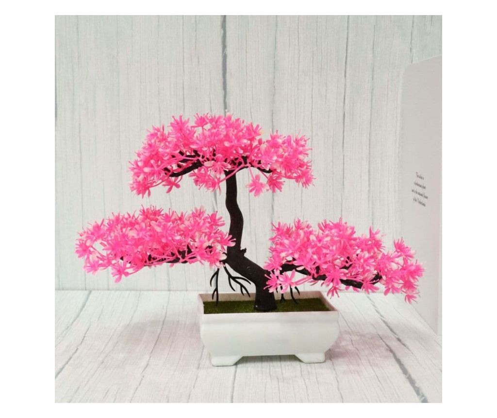 Bonsai decorativ artificial in ghiveci, Roz, 29 cm, MCT-18K211R