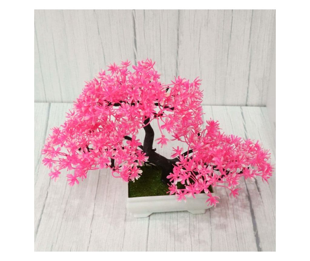 Bonsai decorativ artificial in ghiveci, Roz, 29 cm, MCT-18K211R - Vivre