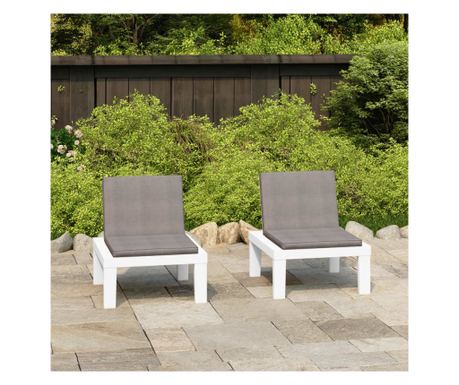 Vrtne fotelje s jastucima, 2 kom., bijele, plastika