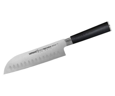 Samura-MoV szantoku kés, AUS-8 acél, 18 cm, ezüst/fekete