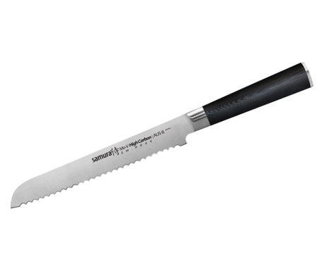 Samura-MoV kenyérvágó kés, AUS-8 acél, 23 cm, ezüst/fekete