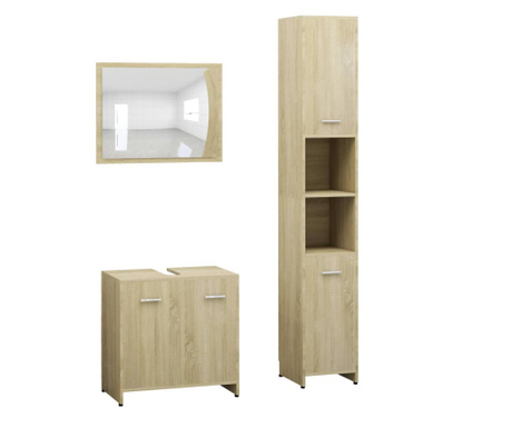 3dílný set koupelnového nábytku dub sonoma dřevotříska