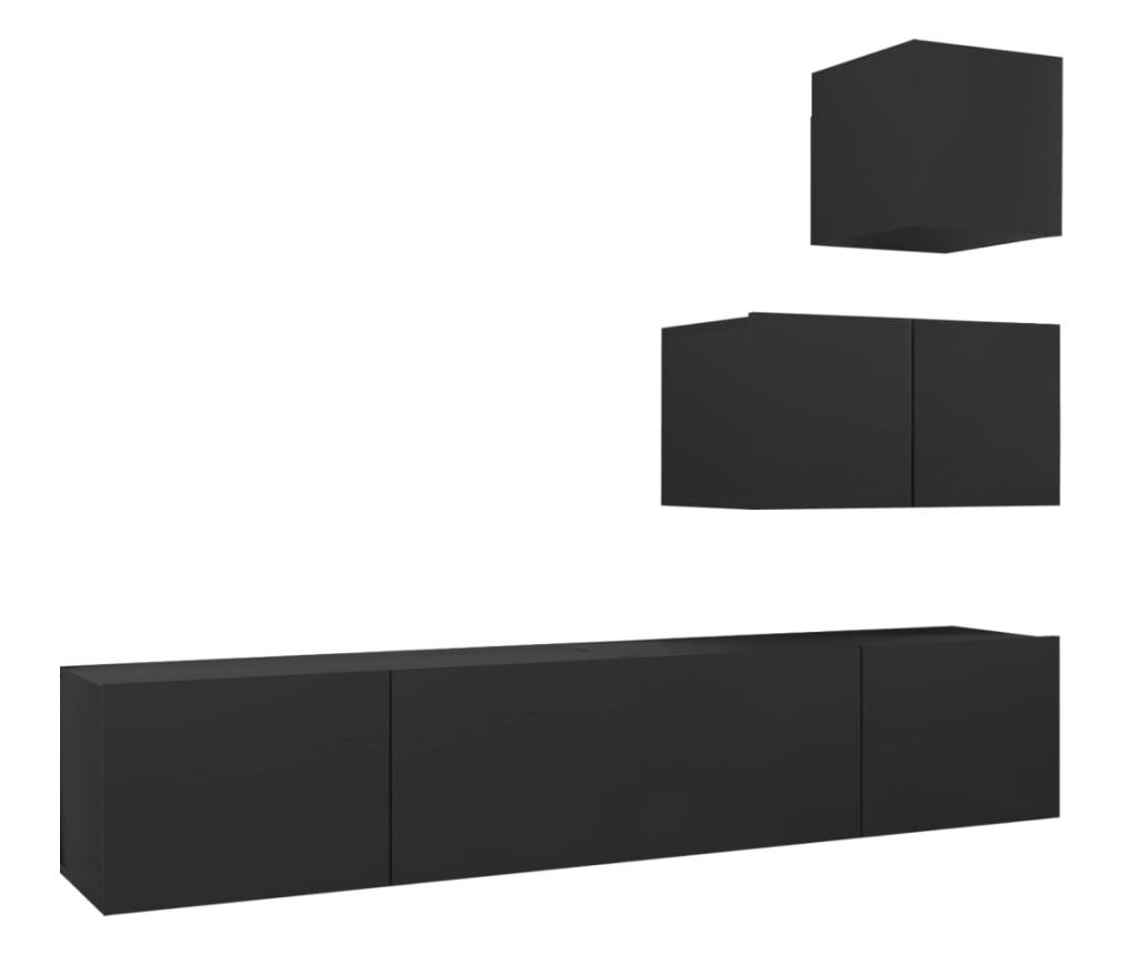 TV Ormarić Set, 4 Komada, Crni, Iverica - 2