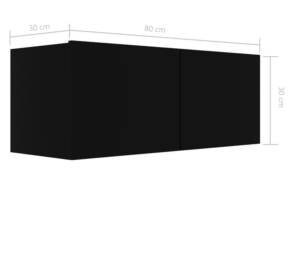 TV Ormarić Set, 4 Komada, Crni, Iverica - 9