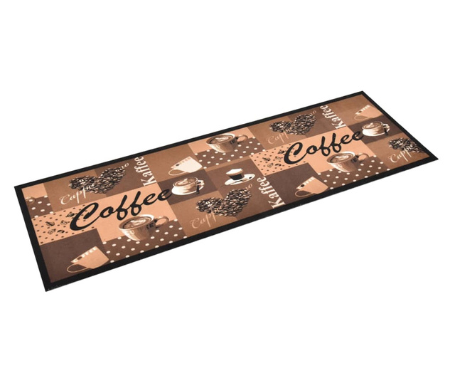 Kuhinjski tepih s uzorkom kave perivi smeđi 60 x 180 cm