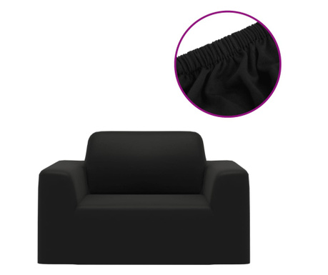fekete sztreccs poliészterdzsörzé kanapé-védőhuzat