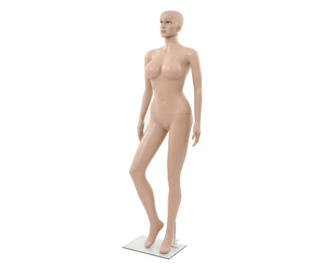 Seksi ženska lutka za izlog sa staklenim postoljem bež 180 cm