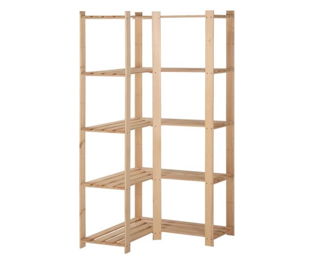 Kutni stalak za pohranu 5 razina 80x28,5x170cm masivna borovina
