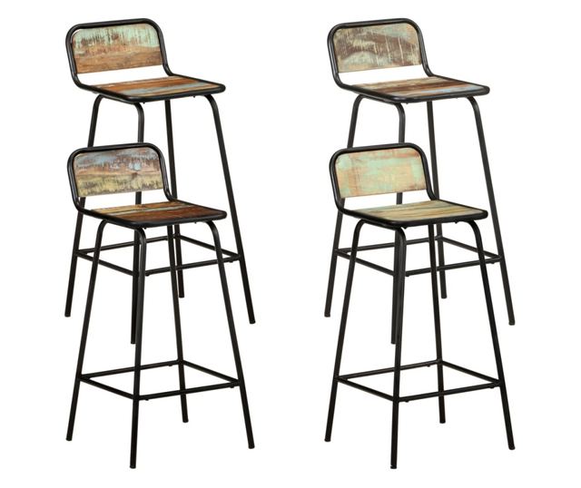 Scaune de bar, 4 buc., lemn masiv reciclat