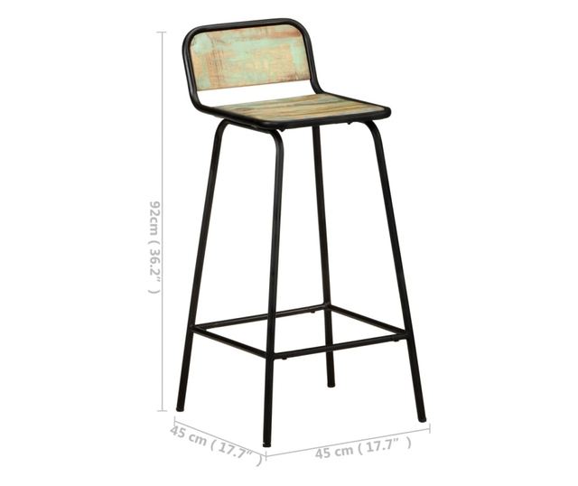 Scaune de bar, 4 buc., lemn masiv reciclat