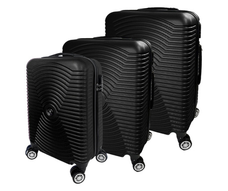 Quasar & Co. Gurulós bőrönd szett, 3 darab, Model Air Circle, ABS, S+M+L méret, fekete