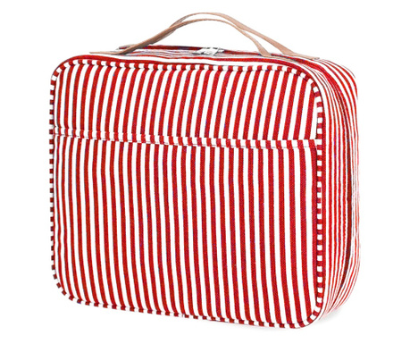 Козметична чанта, Quasar & Co., несесер за пътуване, текстил, 5 отделения, кука за закачане, 29 x 26 x 10 см, Червен-Бял