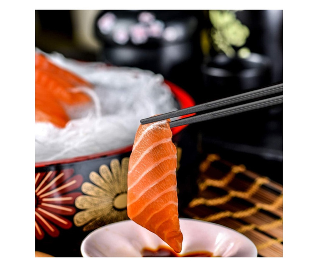 Set Hashi bete traditionale japoneze pentru mancat, Quasar & Co.®, striate, 2 perechi
