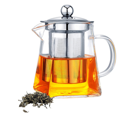 Ceainic cu infuzor Quasar & Co.®, 550 ml, Ø8 x h12 cm, recipient pentru ceai/cafea, transparent