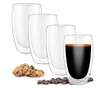 Set 4 pahare din sticla cu pereti dubli, Quasar & Co.®, termorezistent, design modern, diametru 8 cm, 450 ml