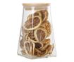 Recipient cu capac bambus Quasar & Co.®, 900 ml, borcan de sticla cu capac etans, piramidal, transparent