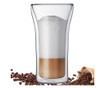 Set 4 pahare cu pereti dubli, Quasar & Co., 400 ml, pahar cafea/latte macchiato, sticla termorezistenta, transparent