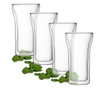 Set 4 pahare cu pereti dubli, Quasar & Co., 400 ml, pahar cafea/latte macchiato, sticla termorezistenta, transparent