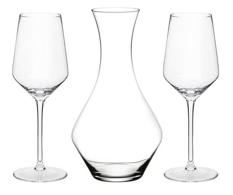 Комплект Quasar & Co., гарафа и 2 бр чаши за вино, 1 x 950 ml, 2 x 390 ml, стъкло, прозрачно Quasar & Co.