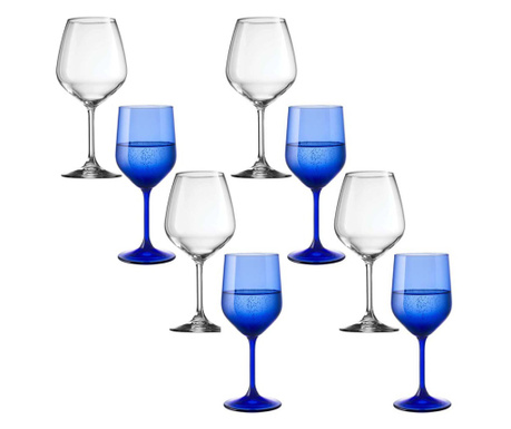 Комплект чаши за вино/вода Bormioli Rocco, 4 x 475 мл/4 x 530 мл, стъкло, прозрачно-син, 8 броя Quasar & Co.