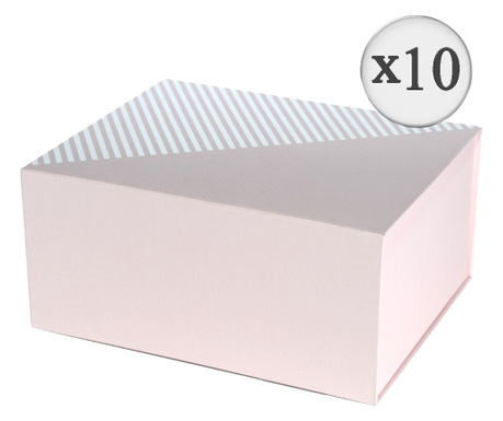 Set 10 cutii cadouri, quasar & co., pliabile, inchidere magnetica, carton 2 mm, 19 x 13.5 x 11.5 cm, roz pal 19 x 13.5 x 11.5