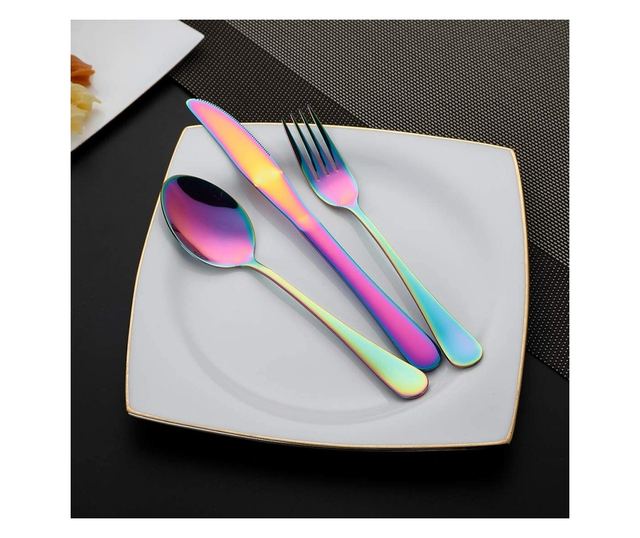 Set tacamuri inox, Quasar & co., pentru birou, calatorii, camping, 7 piese in husa depozitare, 24x7 cm, fade