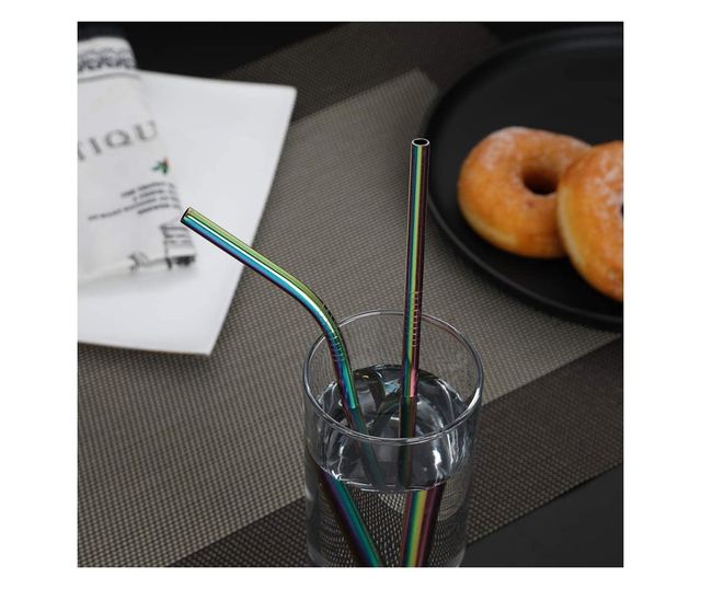Set tacamuri inox, Quasar & co., pentru birou, calatorii, camping, 7 piese in husa depozitare, 24x7 cm, fade