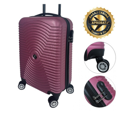 Quasar & Co. kabin bőrönd, Air Circle modell, 4 kerék, 58 x 36 x 20 cm, 33 L, ABS, Rózsaszín por