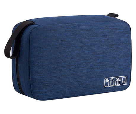 Козметична чанта, несесер за пътуване Quasar & Co., текстил, водоустойчив, 22 x 13,5 x 7 см, Тъмносин  22x14 см