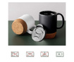 Set 2 cani cafea/ceai, Quasar & Co.®, pretabile voiaj/calatorie, cu capac to go, baza de pluta, ceramica, 400 ml, alb-negru