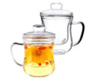 Set 2 ceainice cu infuzor din sticla si capac, Quasar & Co.®, Tee for one, termorezistente, sticla, 350 ml, transparent
