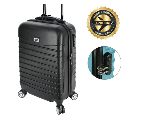 Quasar & Co. Compatible Air bőrönd, repüléshez, 55 x 36 x 20 cm, fekete