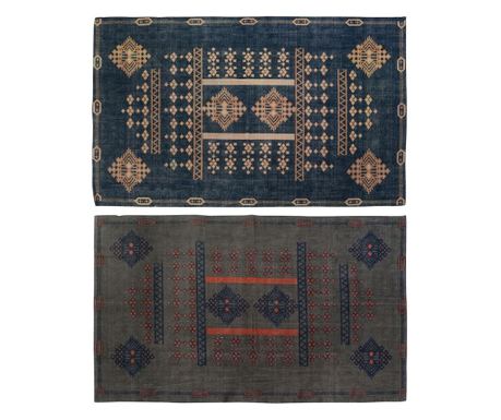 Килим DKD Home Decor Син Оранжев Арабин Геометричен (160 x 230 x 0,4 cm) (2 броя)