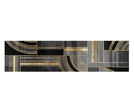 Килим DKD Home Decor Черен Златен Модерен Геометричен (60 x 240 x 0,4 cm)