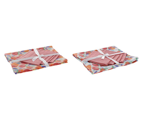 Покривка за маса и салфетки DKD Home Decor Памук (2 pcs) (154 x 154 x 0.3 cm)