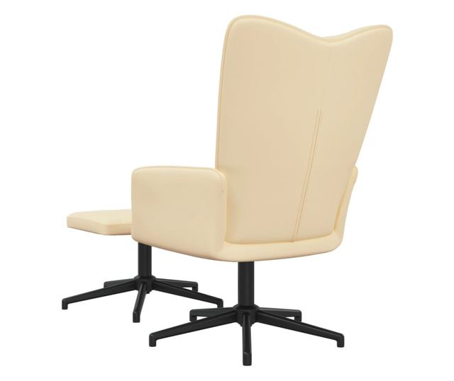 Stolica za opuštanje s tabureom, bijela krem, baršun