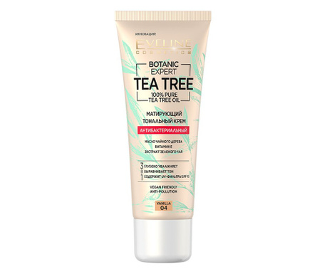 Fond de ten, Eveline Cosmetics, Botanic Expert, 100% Pure Tea Tree Oil, 04 Vanilla, 30 ml