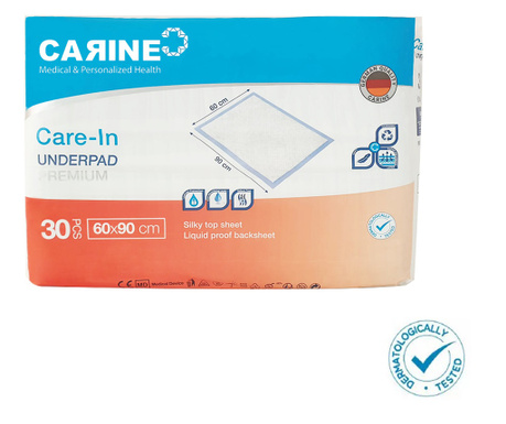 Set 30 buc aleze igienice premium Carine, 60x90 cm, capacitate mare de absorbtie, testate dermatologic, dispozitiv medical