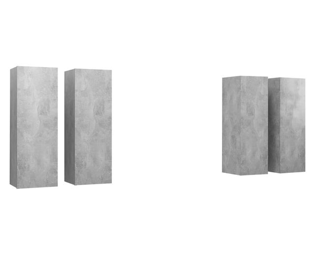 TV komode, 4 kom., siva beton, 30,5x30x90 cm, PAL