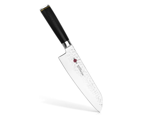 Santoku Fissman-Kensei Kojiro kés, acél AUS-8, 18 cm, ezüst/fekete
