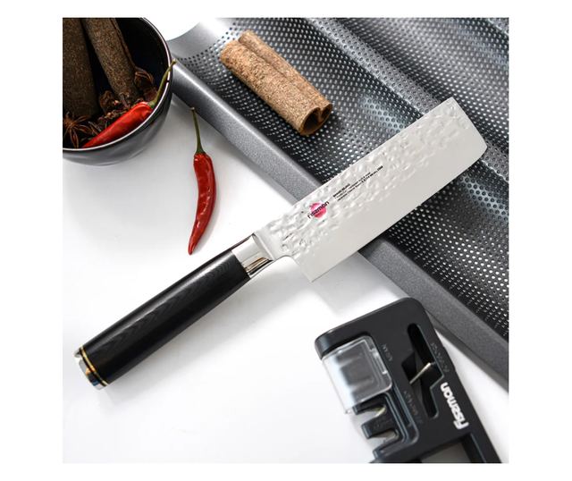 Nakiri kés Fissman-Kensei Kojiro, acél AUS-8, 14 cm, ezüst/fekete