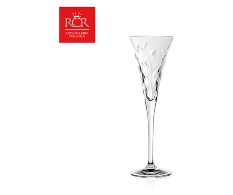 Комплект чаши за шампанско RCR Style Laurus, Kристални, HoReCa, 6 броя, ХоРеКа