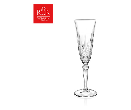 Комплект чаши за шампанско RCR Style Melodia, Kристални, HoReCa, 6 броя, ХоРеКа