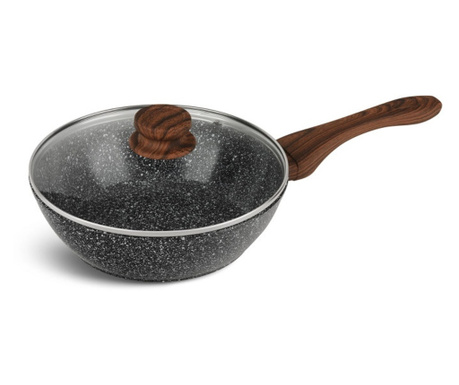 Tigaie wok Edenberg EB-5662, 24 cm, acoperire granit, inducție, gri/maro