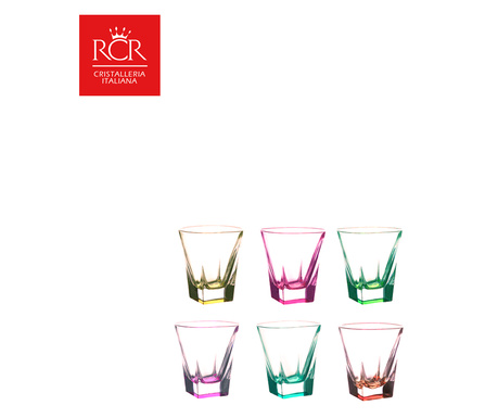 Комплект чаши за шот / ракия RCR Style Fusion Color, Kристални, 6 броя