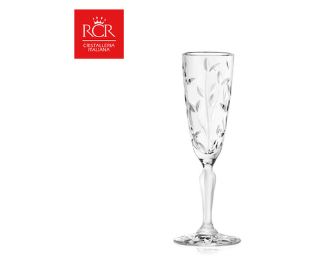Комплект чаши за шампанско RCR Style Laurus, Kристални, HoReCa, 6 броя, ХоРеКа
